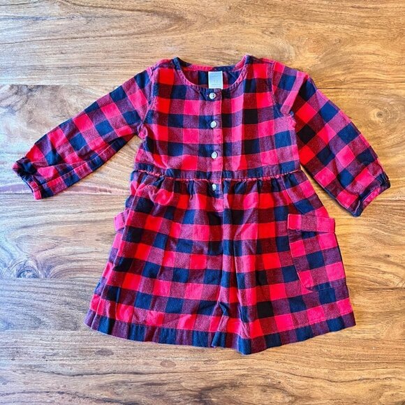 Carter’s Red & Black Buffalo Plaid Dress ❤️ - Picture 1 of 4